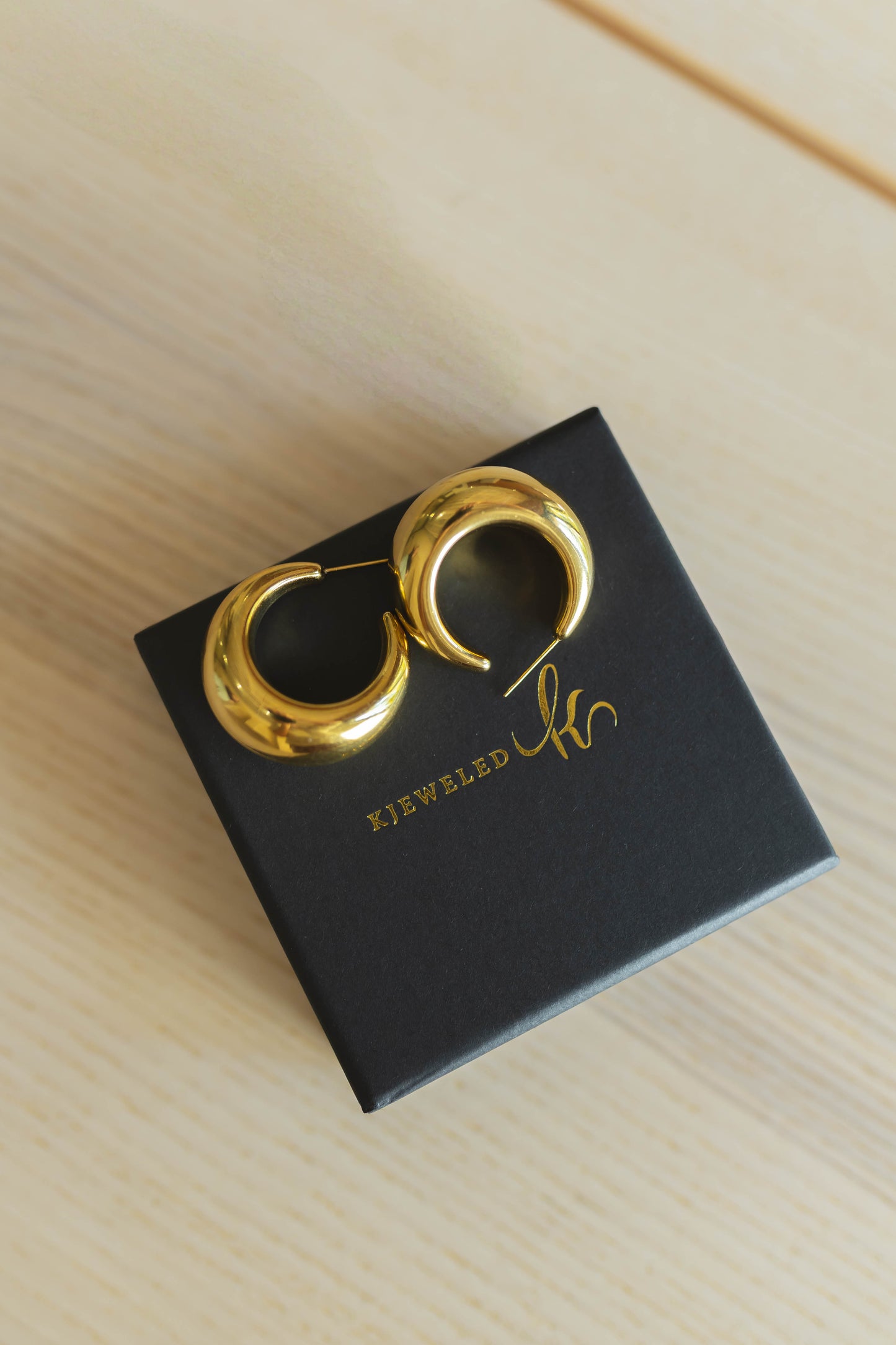14K Gold Large Chunky Hoop Earrings