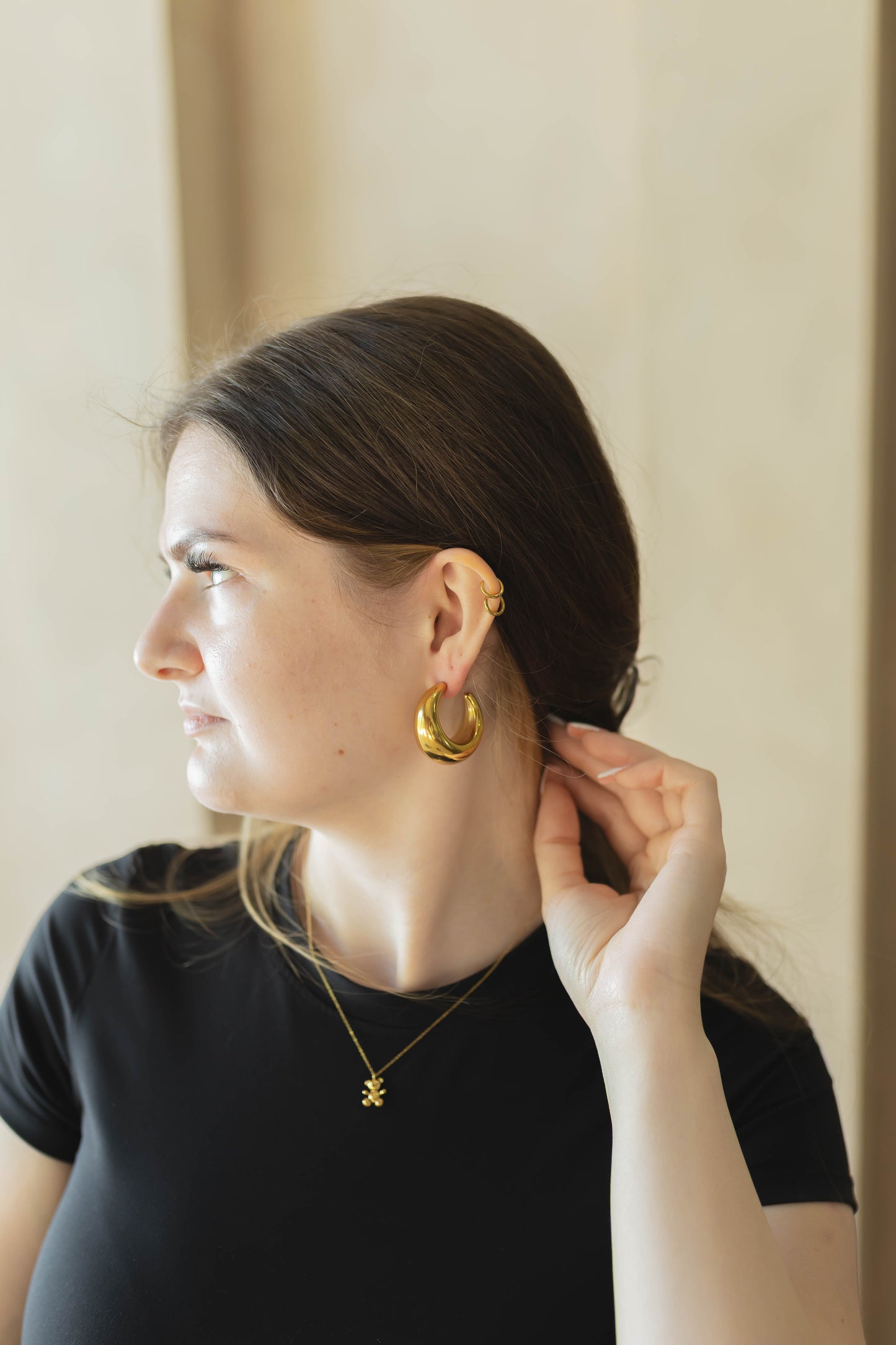 14K Gold Large Chunky Hoop Earrings