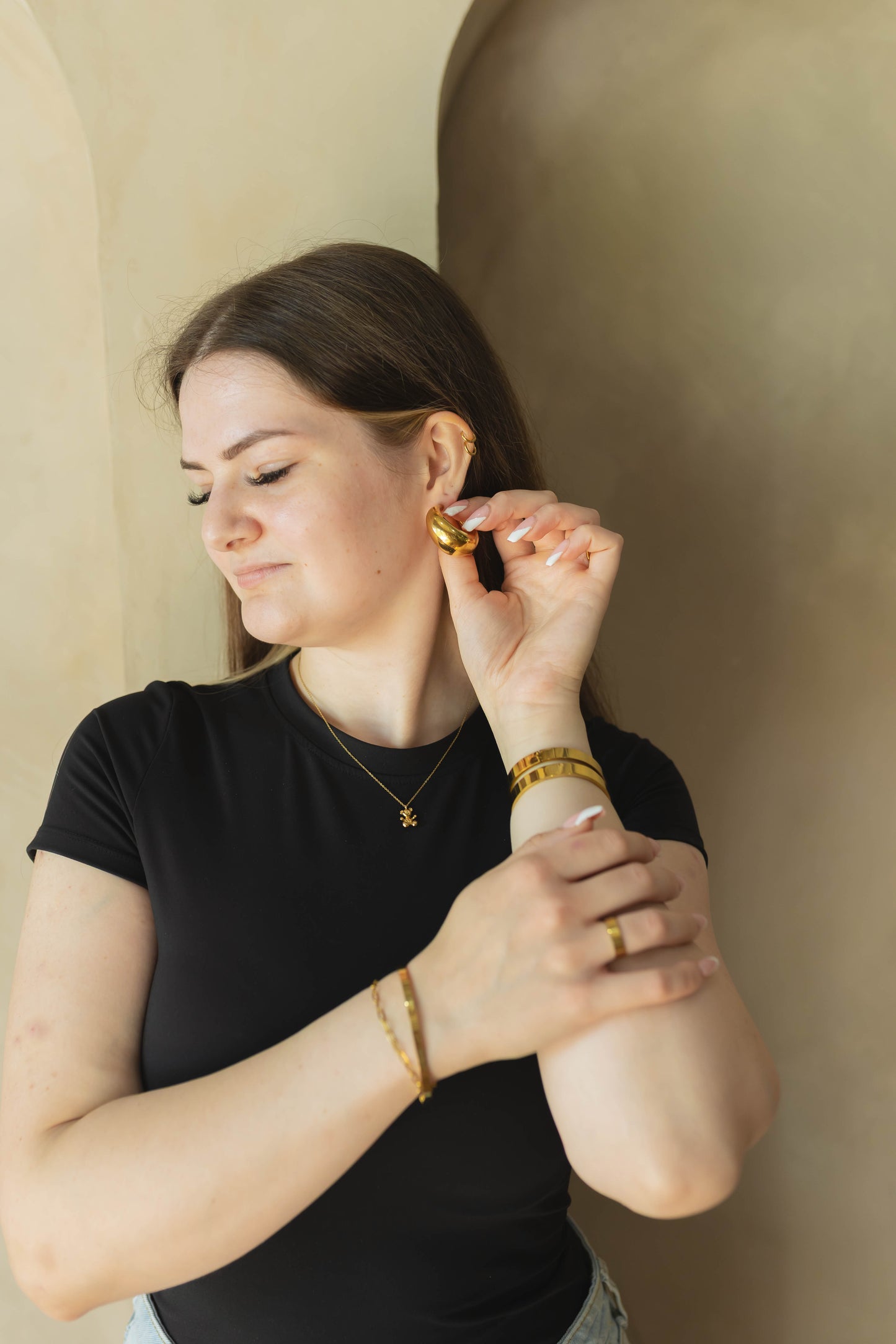 14K Gold Large Chunky Hoop Earrings
